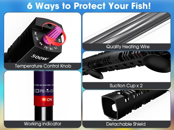 MQ Submersible Aquarium Heater Auto Thermostat, 300W Fish Tank Heater for 35-60 Gallon with LCD Digital Aquarium Thermometer, Shatter-Proof and Blast-Proof 300W for Fish Tank 35-60 Gallon
