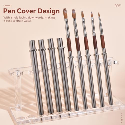 KADS Acrylic Nail Brush with Penholder Nail Brush for Acrylic Application-Oval Shaped Powder Nail Design Tools for Professional Manicure DIY Home Salon (8#)