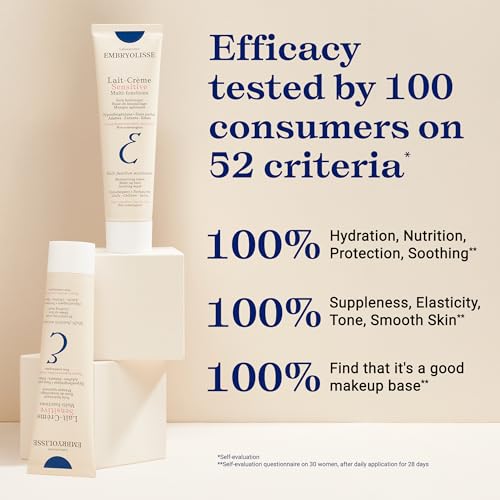 Embryolisse Lait-Crème Concentré Sensitive Face Moisturizer and Makeup Primer, Hypoallergenic Fragrance-Free Face Cream with Aloe Vera and Shea Butter 3.38 Fl Oz (Pack of 1)