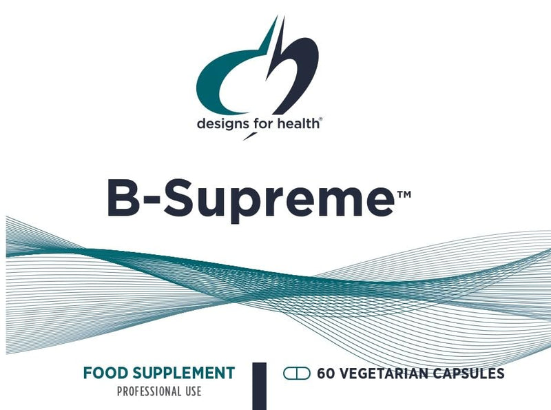 Designs for Health Vitamin B Supreme - B Complex Vitamins for Metabolism, Energy Support + Heart Health - Folate, Vitamin B12, Niacin, Biotin, Vitamin B6 + Thiamine B1 Supplement (60 Vegan Capsules) 60 Count (Pack of 1)