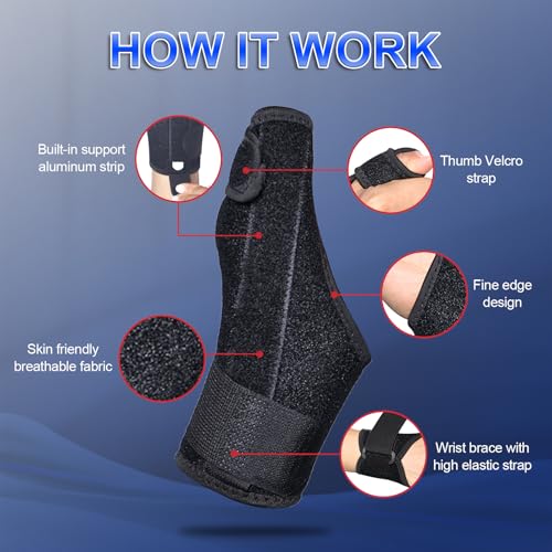 FIIL Thumb Splint Brace Reversible Thumb Wrist Stabilizer Compression Splint for Thumb Arthritis Tendonitis Sprained Carpal Tunnel Thumb Splint Wrist Support to Help Sleep（7.7 * 4 * 1 IN）