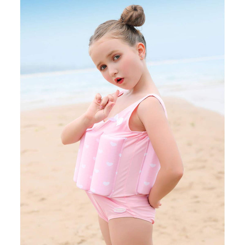 One-Piece Children Buoyancy Swimsuit Swim Vest Detachable Float Swimwear, Perfect for Kids or Baby Learn to Swimming Small Pink - BeesActive Australia