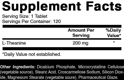Oxify L- Theanine 200 mg | 120 Tablets | Gluten-Free, Non-GMO | Supplement Made in USA