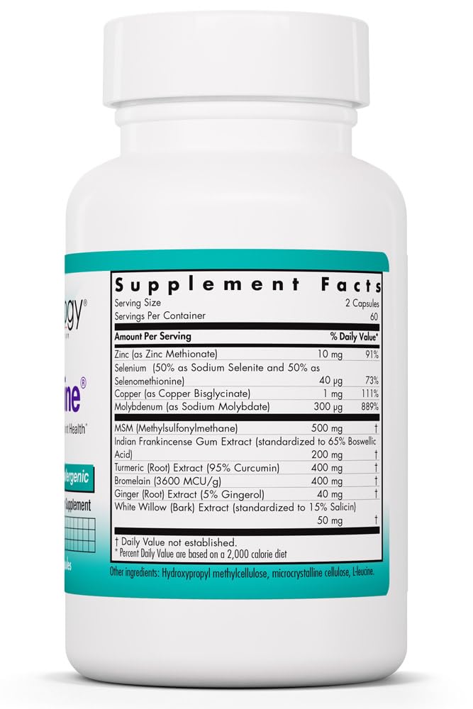 Nutricology Enzocaine Proteolytic Enzyme Blend, 120 Capsules | Herbal Enzyme Blend for Connective Tissue and Joint Health Support, Hypoallergenic and Vegetarian, 60 Servings