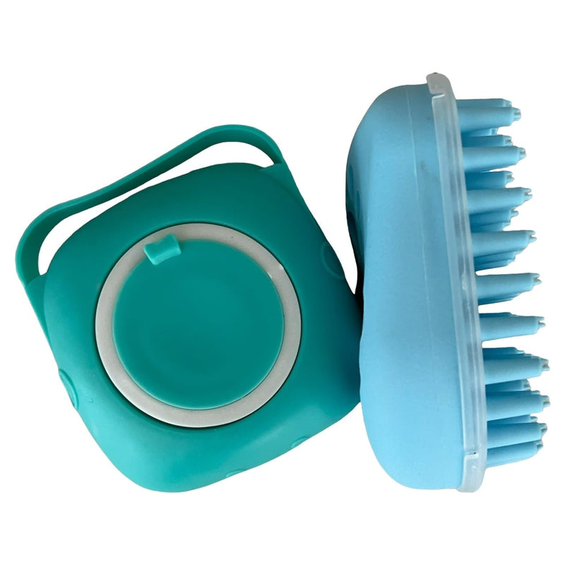 2Pack Dog Bath Brush - Dog Shampoo Brush Scrubber - Dog Bath Brush With Soap Dispenser - Dog Scrubber for Bath - Short Long Haired Dogs and Cats Washing - Pet Bath Massage Brush - Soft Silicone Blue and Green - BeesActive Australia