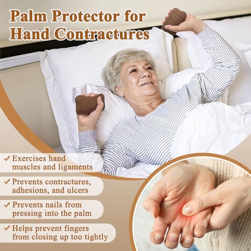 Hand Finger Contracture Cushion, Palm Protector Grips for Stroke Recovery, Hand Grab Pads Finger Anti-Contracture with Elastic Band, Hands Splint Protectors, Hands Grip Strengthener (1 Pair)