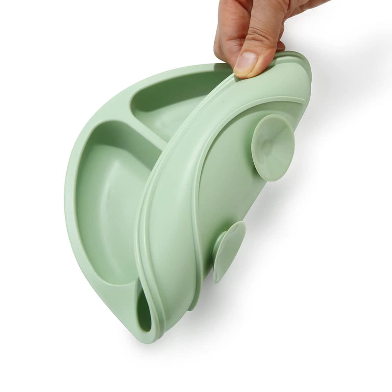 PandaEar Divided Unbreakable Silicone Baby and Toddler Plates - 3 Pack - Non-Slip - Dishwasher and Microwave Safe - Silicone (Blue Green Brown) Blue Green Brown - BeesActive Australia
