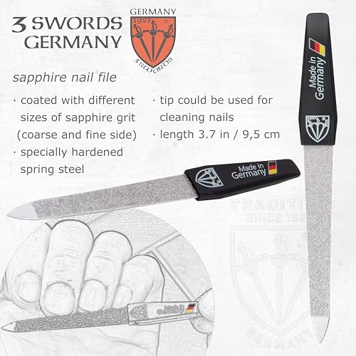3 Swords Germany - Brand Quality 4 piece Manicure Pedicure Grooming kit Set for Professional Finger & Toe Nail Care Tweezers File Clipper Fashion Leather case in Gift Box, Made by 3 Swords (02570) Red