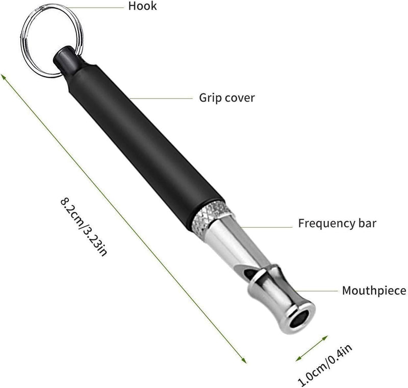 Dog Whistle to Stop Barking, Adjustable Pitch Ultrasonic Training Tool Silent Bark Control for Dogs-2 Free Lanyard Strap with Pack of 2 PCS Pet Whistle (Black) black-2 - BeesActive Australia