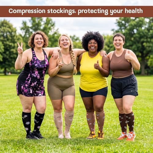 4 Pairs Wide Compression Socks for Women Plus Size Knee High Sock