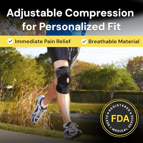 BraceUP Hinged Knee Brace Support for Knee Pain - Maximum Support and Comfort for ACL/PCL Injuries, Meniscus Tears, Arthritis (L/XL) L/XL