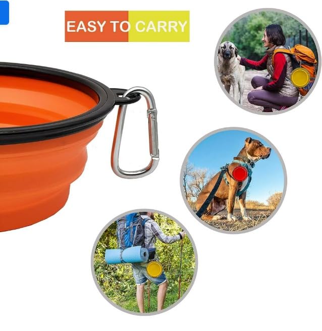 Plastic Foldable Dog Bowl Portable Travel Puppy Bowl (Orange) orange