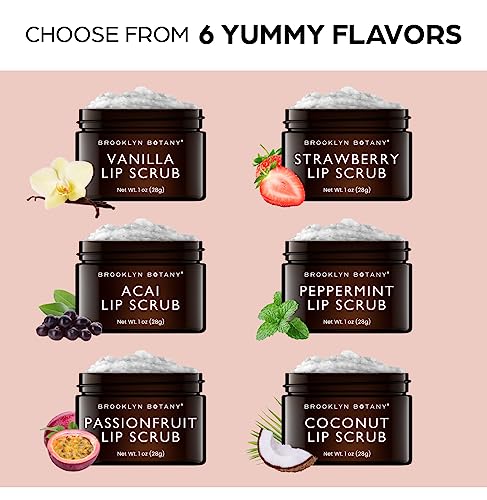 Brooklyn Botany Lip Scrub Exfoliator 1 oz – Lip Moisturizer for Dry Lips and Chapped Lips – Gentle Lip Exfoliator for Smooth and Brighter Lips – Coconut Flavor Coconut 1 Oz (Pack of 1)