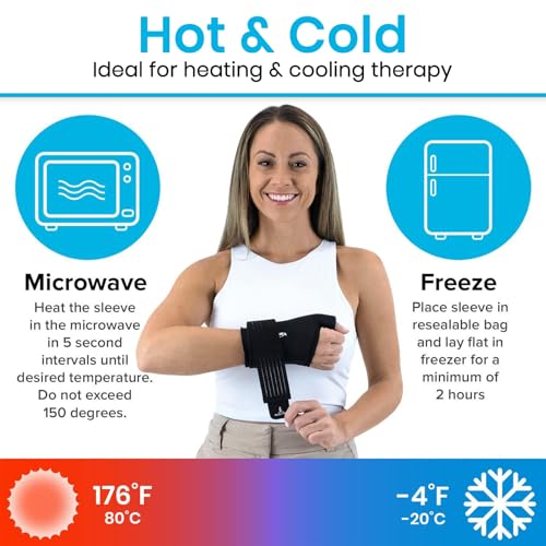 Arctic Flex Wrist & Thumb Ice Pack Wrap - Extra Strength Hot & Cold Therapy Black Medium