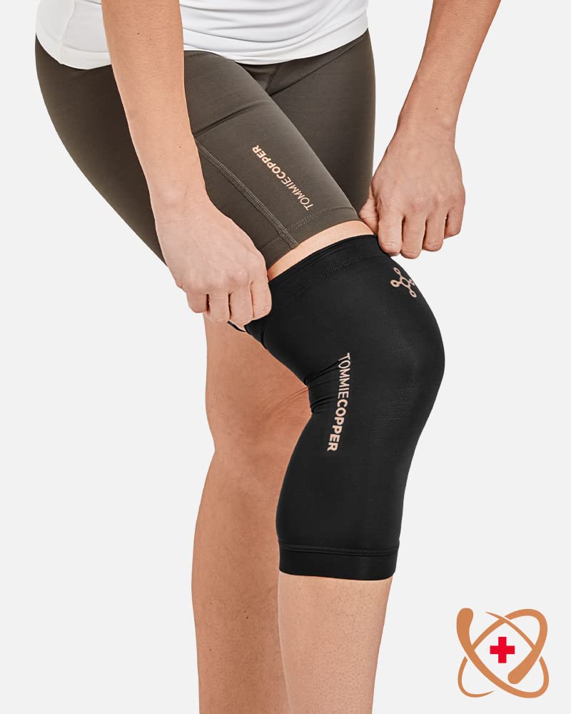 Tommie Copper Core Compression Infrared Knee Sleeve, Unisex, Men & Women, 4D Stretch Infrared Infused, Self-Warming Sleeve for Muscle Support & Stability - Black - Large - BeesActive Australia