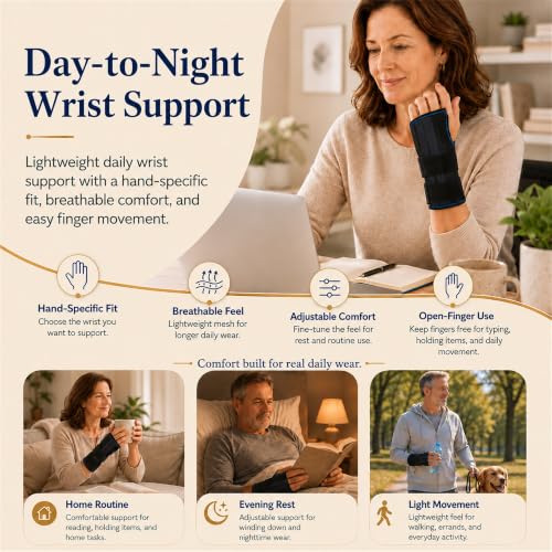 Carpal Tunnel Wrist Brace, Removable Palm Splint, Night Support Left Large