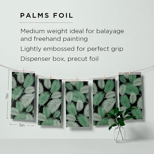 Fromm Color Studio Medium Weight Pop Up Hair Foil in Palms Leaves Pattern, 5" x 11" Embossed Aluminum Foil Sheets, Hair Foils for Highlighting and Coloring - 500 Foil Sheets Palm Leaves Pattern 1 Count (Pack of 500)