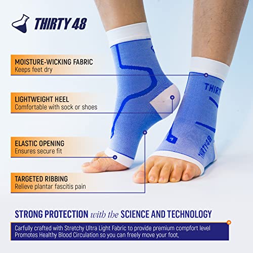 Thirty48 Plantar Fasciitis 20-30 mmHg Ankle Compression Socks, Foot Brace Black & Grey (2 Pairs) Medium
