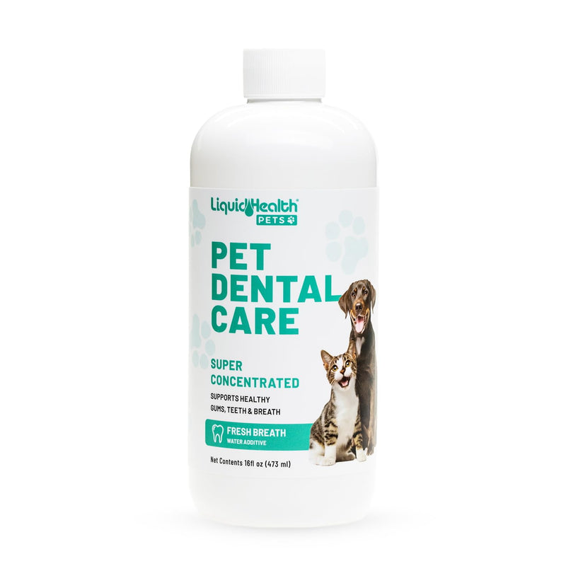 LIQUIDHEALTH Pet Dental Care Water Additive for Dogs & Cats - Fast Acting Pet Bad Breath Freshener, Dog Mouth Wash, Animal Oral Dental Rinse, Plaque & Tartar Teeth Cleaning Solution, USA Made (16 oz) 16 Fl Oz (Pack of 1)