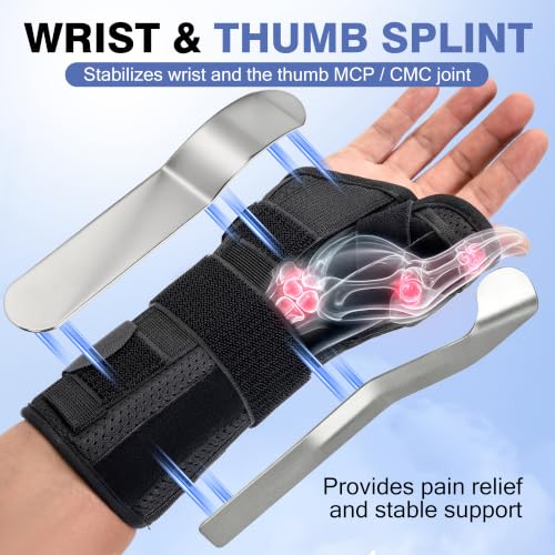 kefit Thumb Brace Thumb Spica Splint for Arthritis, De Quervain's Tenosynovitis, Tendinitis & Trigger Thumb Pain Relief, Breathable Lightweight, Night Support Stabilizer for Right Hand, Large