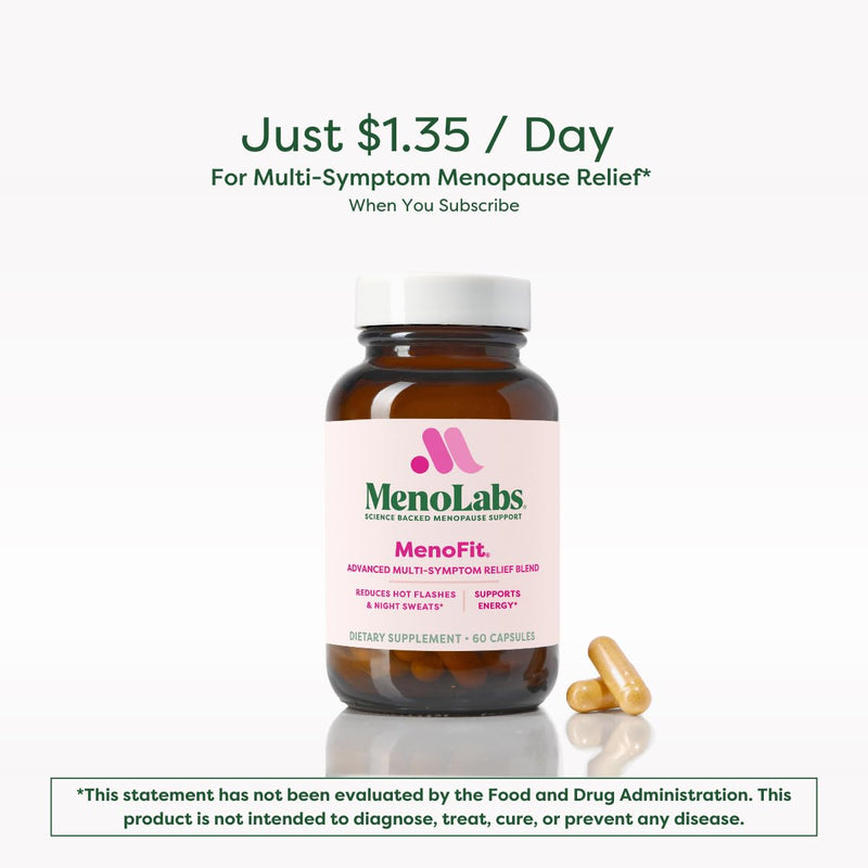 MENOLABS MenoFit, Menopause Supplements for Women - 60 Capsules - Advanced Women’s Probiotic with Vitamins and Red Clover for Gut Health, Hot Flashes and Hormone Balance for Women | Advanced Women's Probiotic, Vitamins and Red Clover, Gut Health Suppor...