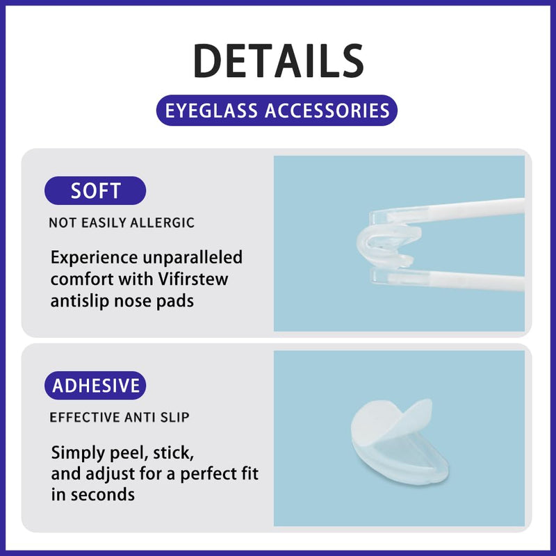 Air Chamber Anti-Slip Nose Pads for Glasses - Soft Silicone Airbag Adhesive Cushions, 30pcs Eyeglasses Nose Pad, Lightweight Eyewear Accessories, Full-Frame Compatible, Comfort Fit Design (White) White - BeesActive Australia