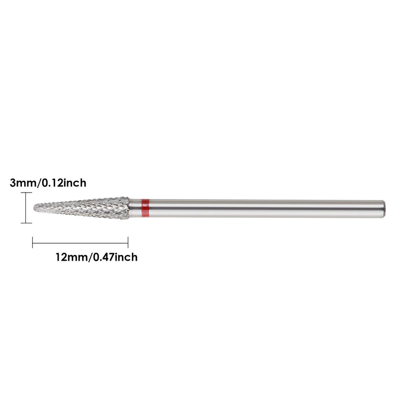 Qunzhao Tungsten Steel Nail Drill Bits,- Removing cuticle Bits 3/32" Shank - Manicure, Nail Art, Drill Machine tools (02 F-Conical ball bit) 02 F-Conical ball bit