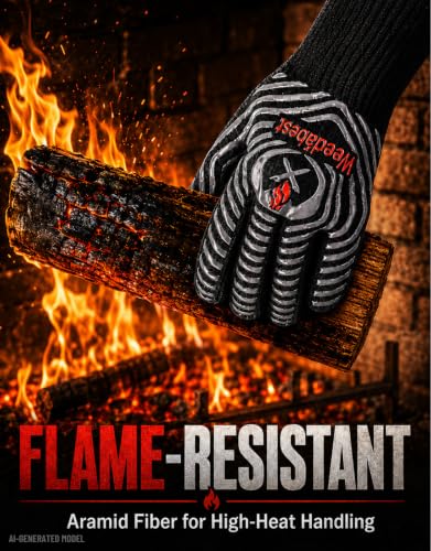 Hot BBQ Gloves Heat Resistant Kitchen Oven Mitts Professional Long Heat Resistant Cooking Gloves for Grill,Grilling,Smoker,Barbeque,13.5 inch-Gray Gray One Size Fits Most