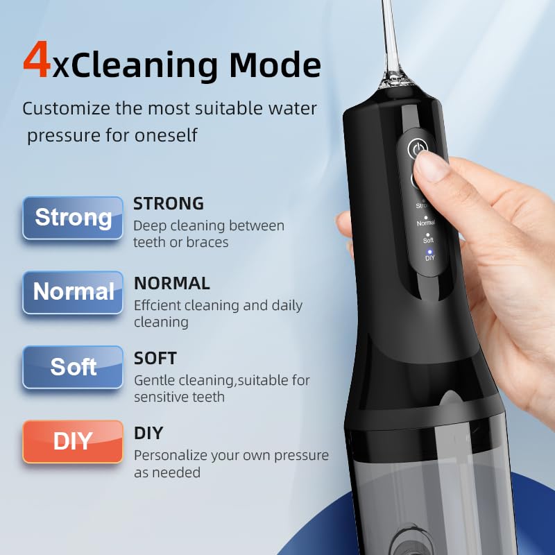 Water Flosser Cordless with 260ML Removable Tank, 4 Cleaning Modes, Oral Irrigator for Braces and Sensitive Gums(White) White