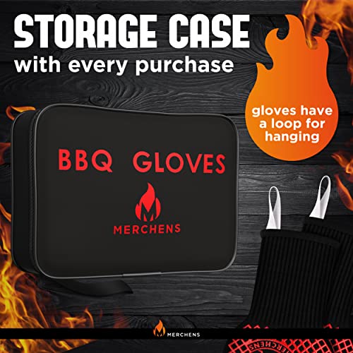 BBQ Grill & Oven Gloves 1472°F Heat Resistant | Storage Case & Gift Box Red