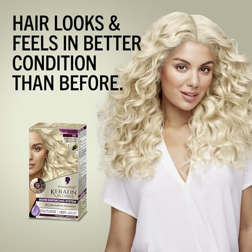 Schwarzkopf Keratin Blonde Hair Dye Platinum Blonde 001, Ultra Lightening Kit, 1 Application - Hair Bleach Enriched with Keratin, Lightens up to 9 Levels and Protects Hair from Breakage (Pack of 2) 7.1 Fl Oz (Pack of 2)