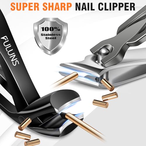 Nail Clippers for Men Thick Nails with Angled Head & Wide Opening, Heavy Duty Large Nail Clippers for Seniors with Catcher, 2026 Slanted Sharp Nail Clippers Set Gifts for Men Women Adults Black Angled Head&Slanted Nail Clippers