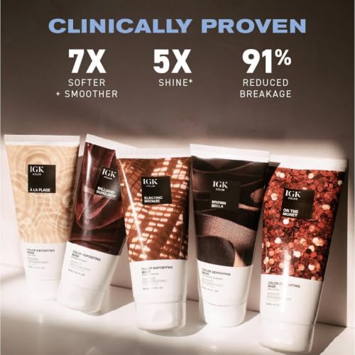 IGK Brown Bella Hair Gloss + Semi-Permanent Color Depositing Mask Brown Bella (Rich Chocolate Brown)