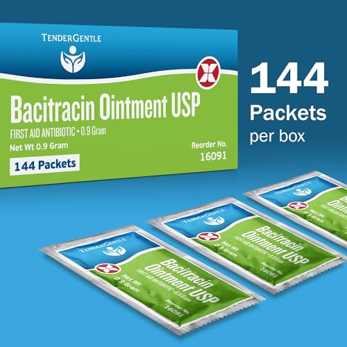 Bacitracin Antibiotic Ointment Packets - 144 Packets of Bacitracin Zinc Ointment USP - Helps Prevent Infection in Minor Cuts, Scrapes, and Burns