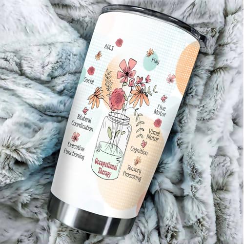 Occupational Therapy Tumbler 20oz - with Straw and Lid, Occupational Therapy Appreciation Gifts For Women Men, OT Therapist Coffee Cup For Assistant Coworker Work Accessories OT07