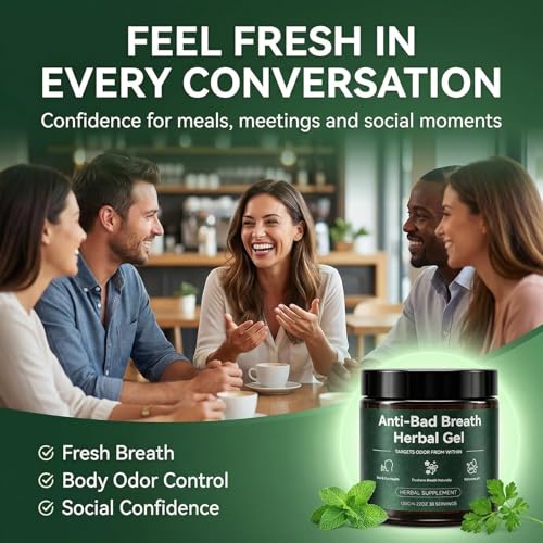 Anti-Bad Breath Herbal Gel Supplement - Body & Breath Odor Control from The Inside – Internal Deodorant, Natural Herbal Deodorant Gel with Parsley and Chlorophyll, Full Body Deodorizer (1) 1