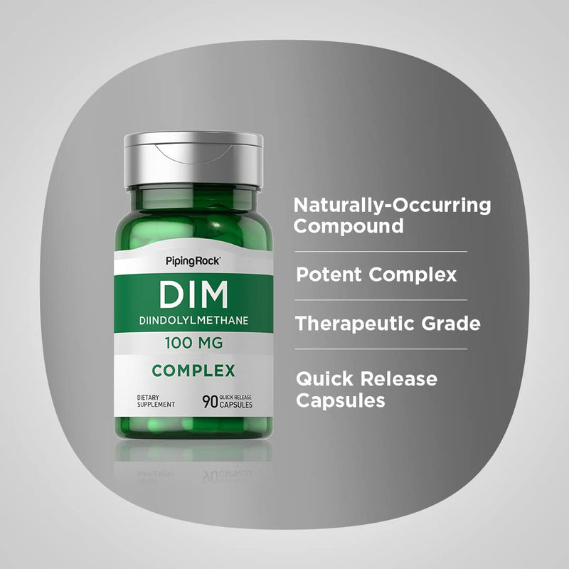 Piping Rock DIM Complex Supplement | 100 mg | 90 Capsules | Diindolylmethane Formula | Non-GMO & Gluten Free