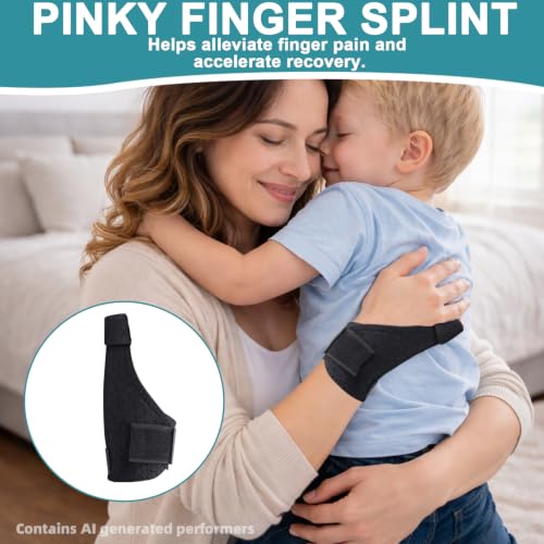 1PCS Pinky Finger Splint, Hand Splints for Straightening Fingers, Pinky Finger Brace, Pinky Splint for Arthritis, Tendonitis, Metacarpal Support, Adjustable Splint for Pinky Finger(Black)(Right) Right