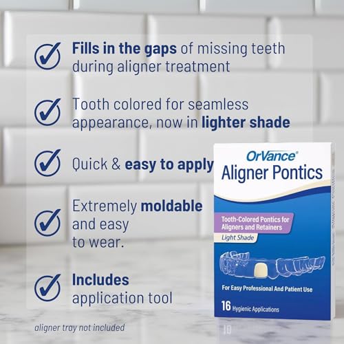 ORVANCE Aligner Pontics - Light Shade (32 Count) | Fills The Space of Missing Teeth in Clear aligners and Retainer Trays