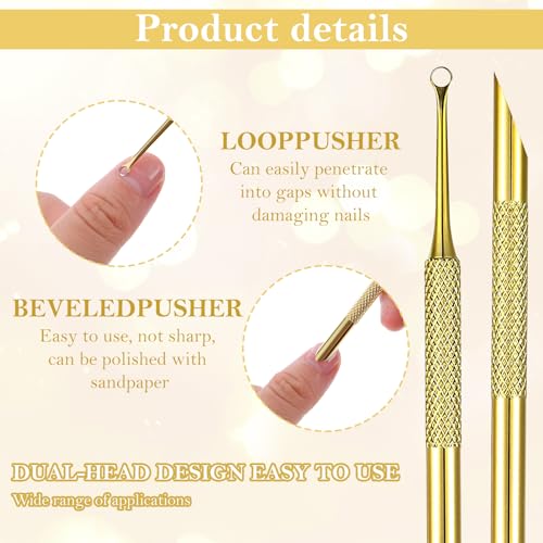 Pre-treatment Cuticle Pusher with 2 Ends, Russian Prep Nail Pushers Gold