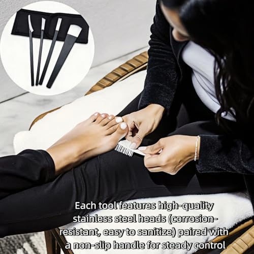 4PCS Pedicure Knife Set, Steel Ingrown Toenail Removal Kit, Pedicure Callus Shaver Tools, Professional Foot Scraper, Foot Remover, Foot File Rasp for Foot Care Dead Skin Corn 6.3" - Black