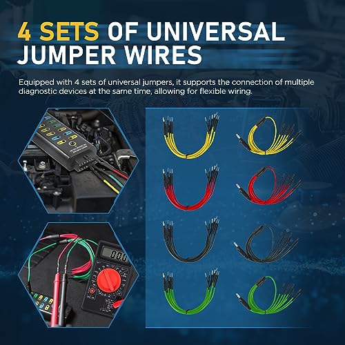 OBD2 Breakout Box, Automotive OBDII Protocol Detector Communication/Power/Ground Detection Breakout Box 16-Pin CAN 17.7 inches Cable Fault Diagnosis Scan Tool with Universal Wire Jumper and Clips OBD2 Breakout Box