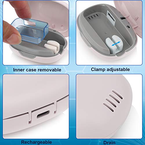 NewWay Mini Toothbrush Cover Rechargeable Travel Toothbrush Case with Holder for Houshold and Traving or Business Trip Pink