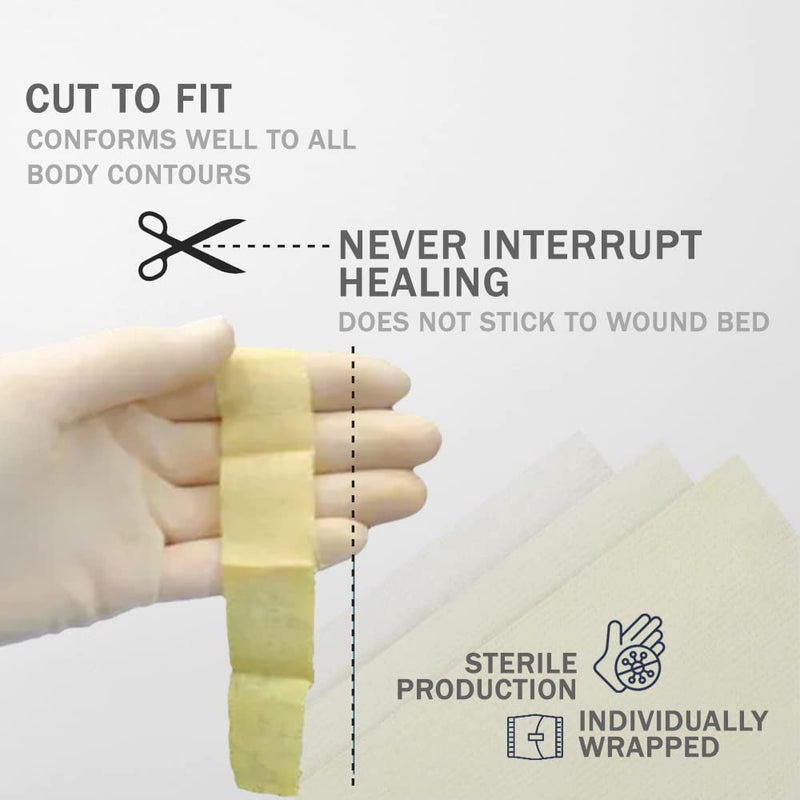 EVERLIT Xeroform Petrolatum Dressing | Sterile, Non-Adherent Occlusive Fine Mesh Gauze Pad | Non-Toxic, Gentle Patch for Burns, Laceration, Surgical Incisions & Skin Grafts (1" x 8" | Pack of 50) 1" x 8" | Pack of 50