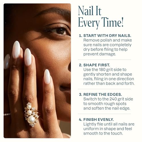 Cliganic 12 Pack Nail File Set: 180/240 Grit | Professional Emery Boards for Natural, Gel & Acrylic Nails | Washable Double Sided Kit | Cliganic 90 Days Warranty 12 Count (Pack of 1)