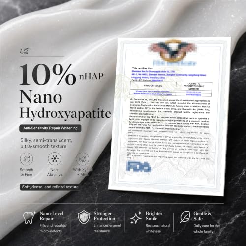 Woadee 10% Nano Hydroxyapatite Toothpaste, Fluoride Free,Whitening,4-Pack 4PCS