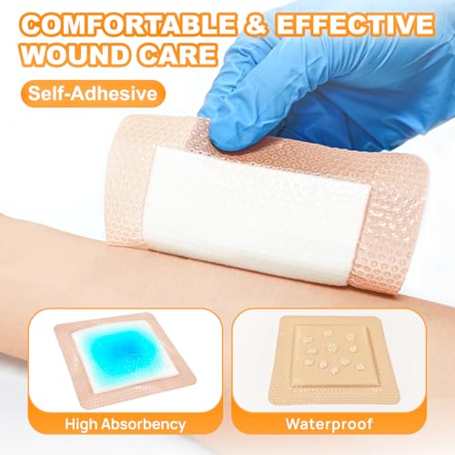 Carbou Silicone Super Absorbent Wound Dressing 5" x 5", 10 Individual Pack 5"x5"