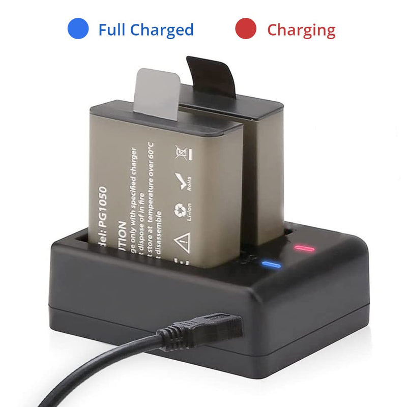 Dragon Touch 2 x 1050mAh Rechargeable Action Camera Battery with USB Dual Charger for Vision 3/ Vision 3 Pro Action Camera - BeesActive Australia