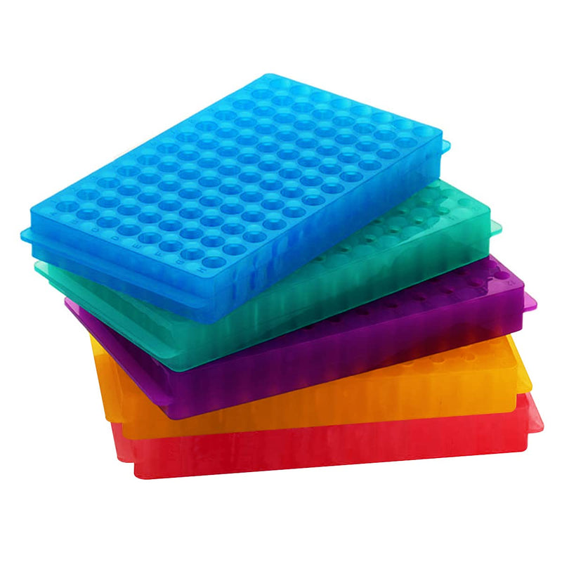 5PCS Tube Rack,Test Tube Rack with Double Panel 96 Positions for Microcentrifuge Tubes 0.5ml/1.5ml/2ml and Refrigeration Tubes 1.8ml