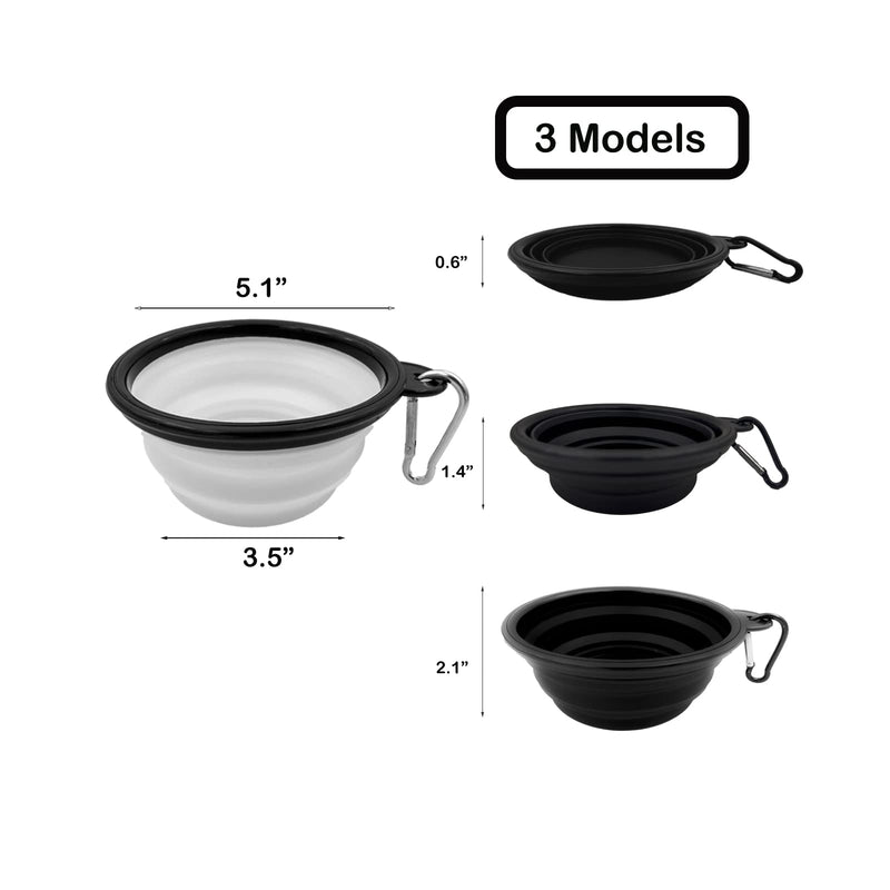 Collapsible Dog Travel Bowls, 2 Pack Dog Small/Large Travel Bowl Portable Foldable Pet Feeding Watering Dish for Traveling, Walking, Parking Small, 12oz Black+White - BeesActive Australia